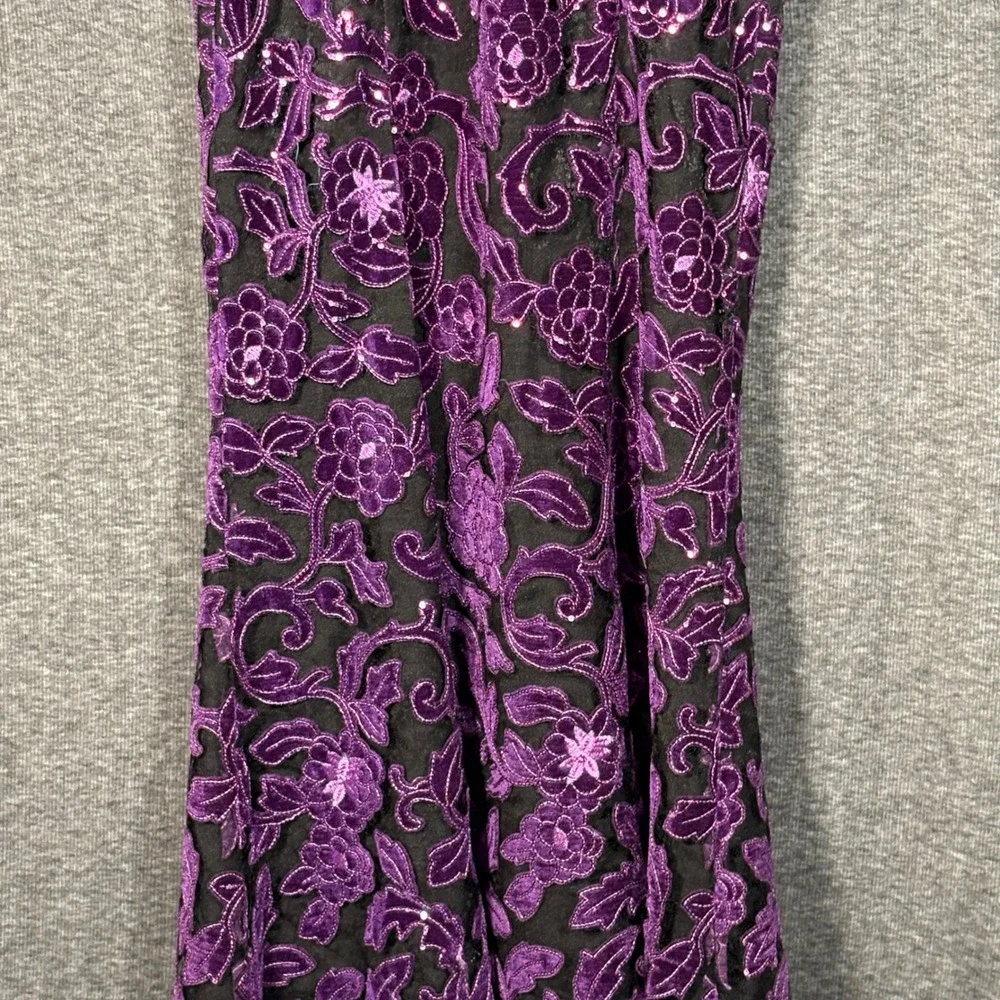 Dress The Population Fernanda Gown Midnight Plum Strapless Floral Sequin Small - Picture 5 of 14